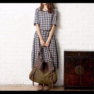 Boho long sleeve spring cotton dress